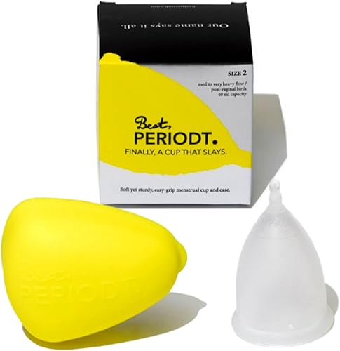 Taza menstrual Best Periodt Taza flexible de alta capacidad para flujo pesado, sin fugas de 12 horas, cómoda y fácil de usar, viene con funda de