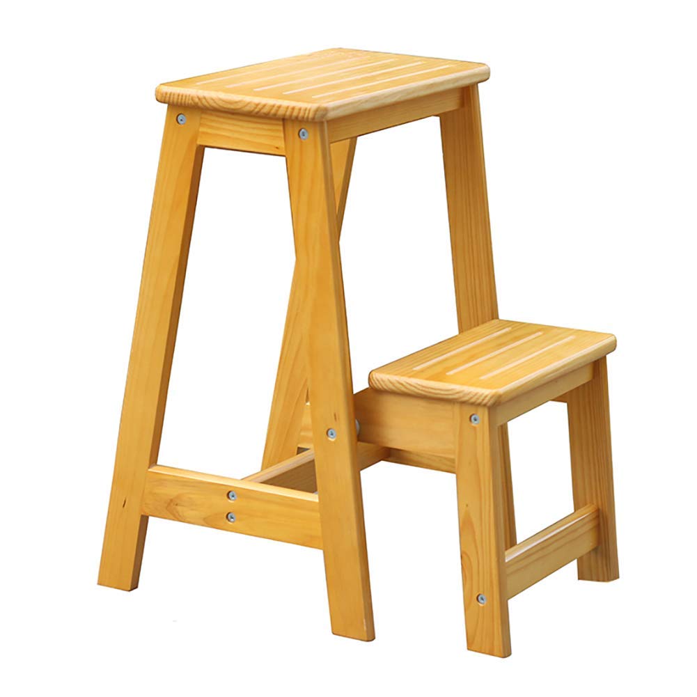 Einfacher und multifunktionaler Tritthocker, zusammenklappbar, Holz, 2 Stufen, Hocker für Kinder und Erwachsene, Innenbereich, Küche, 2 Stufen, Trittleiter, 99,8 kg Kapazität (Farbe: #2), #1