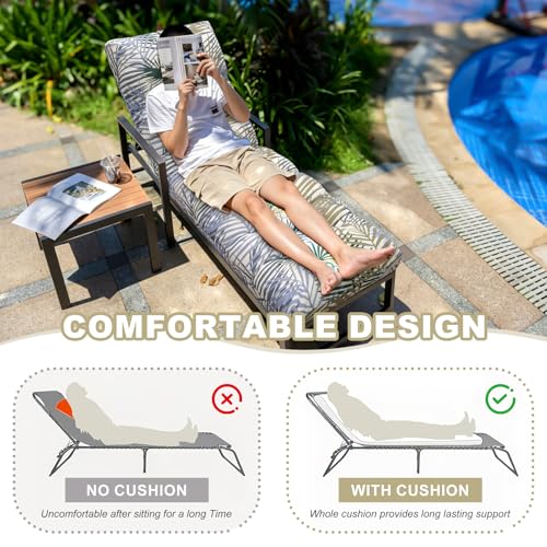 LCYY.TG Outdoor Lounge Chair Cushions, 74.4 x 22 x 4.7 Inches Waterproof Fade Resistant Patio Cushion for Chaise Lounger — view 6