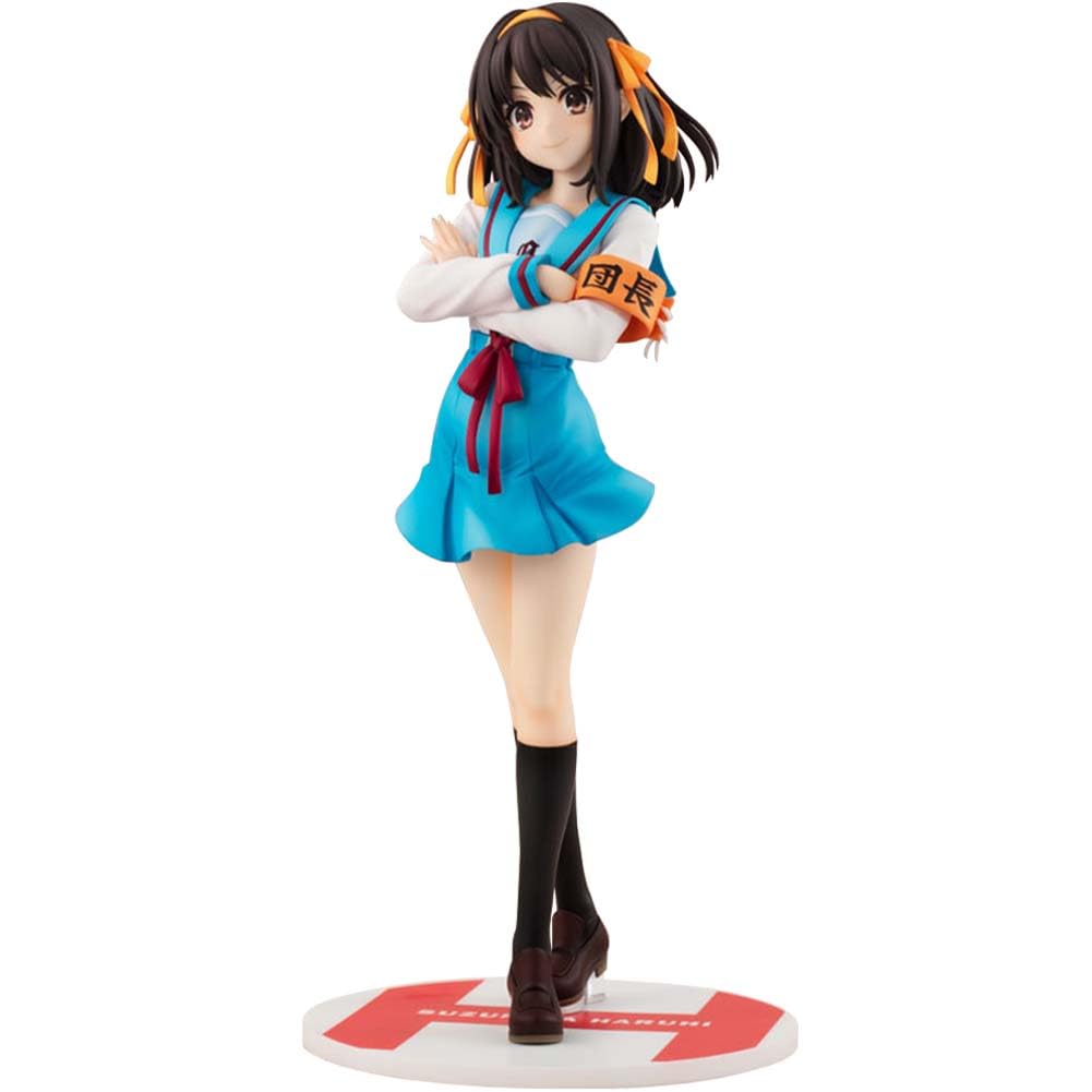 Jiumaocleu Suzumiya Haruhi Figure 23cm PVC Illustration Figures with Interchangeable Face Suzumiya Haruhi Action Figure Ornament Display