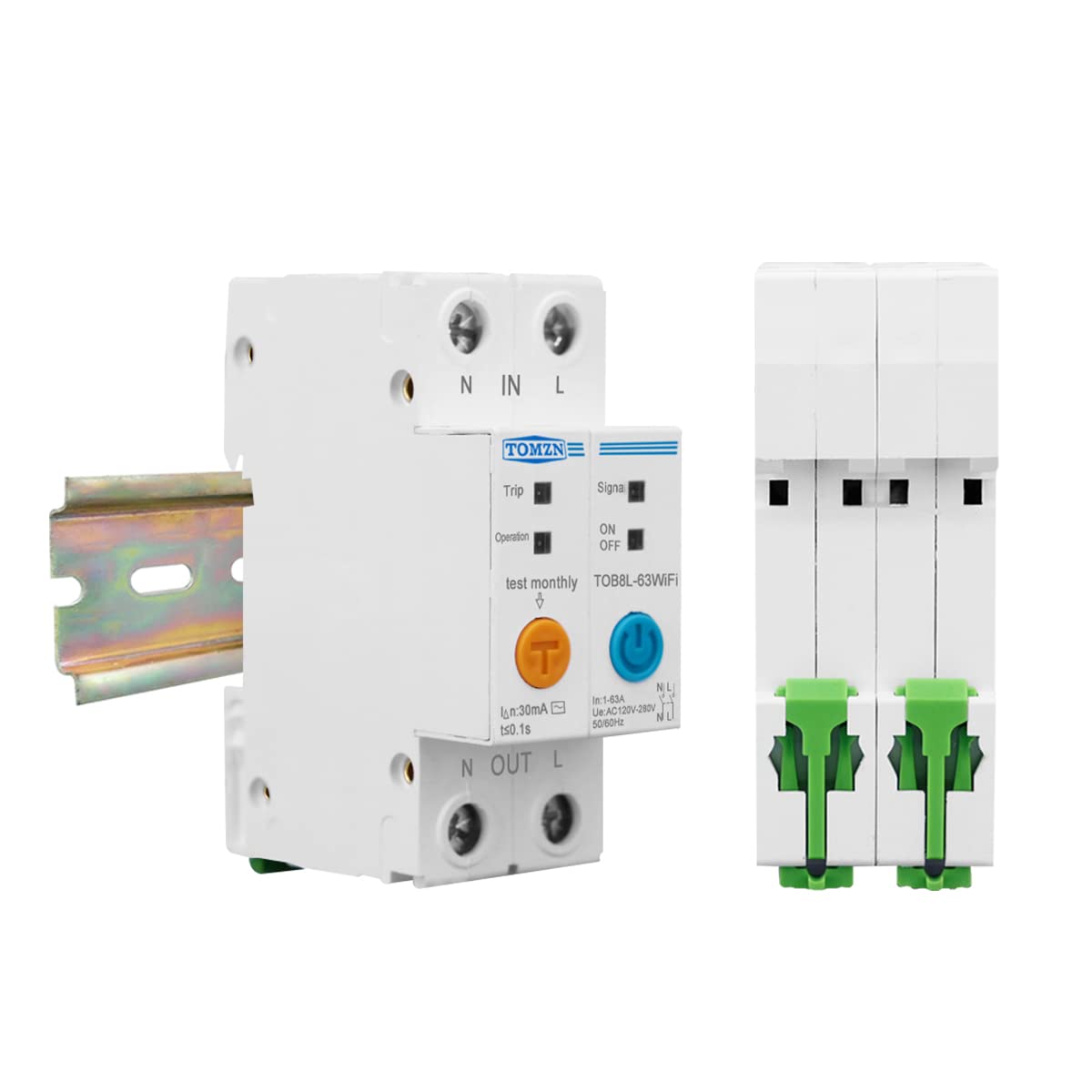 Disjoncteur,Disjoncteur Différentiel 63A monophasée WIFI Smart Energy Compteur KWh Mesure de surveillance du disjoncteur du disjoncteur du disjoncteur avec protection contre les fuites