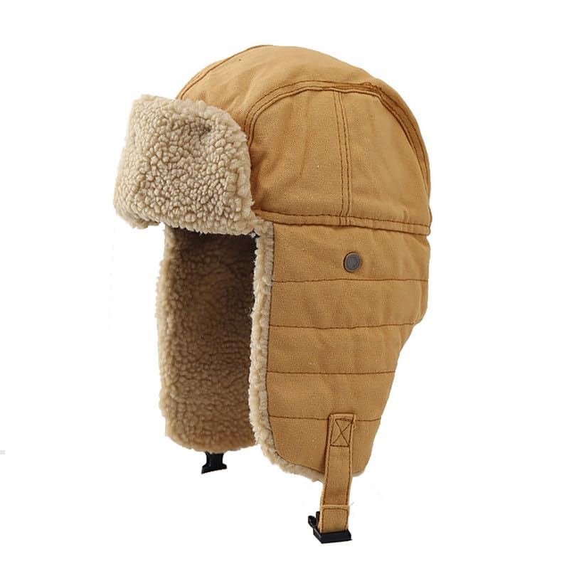 ASWER Warm Trapper Hat Russian Trooper Aviator Skiing Winter Cap Women Men Khaki