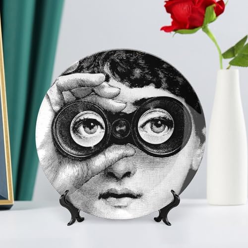 Lina Cavalieri Plate, Wall Decorative Plate, Mysterious Face Plate Wall Hanging Decoration,Including Bracket And Special Spring HooK,style-8,10inch - Image 5