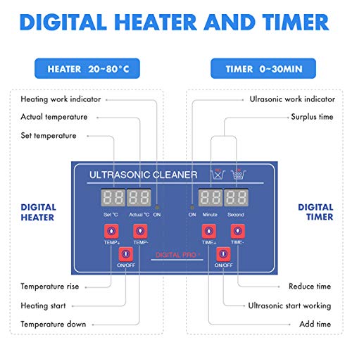 Ultrasonic Cleaner 30L 800W Heated Parts Cleaner For Guns Carburetors Injectors Jewelry Dentures Large Capacity Use In Automotive Medical And Firearm Industry Commercial Cleaning Machine Upgrade #TOP7