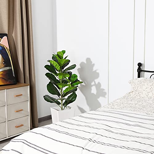 Ferrgoal Artificial Fiddle Leaf Fig Plants 39 Inch Fake Ficus Lyrata Tree With 32 Leaves In Pot And Woven Seagrass Belly Basket Perfect Faux Plant For Home Indoor Outdoor Office Modern Decor Green #TOP3