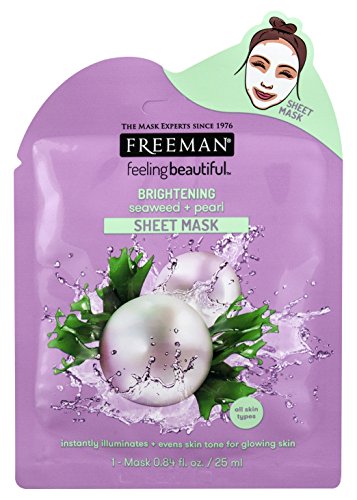 Freeman Facial Seaweed+Pearl Sheet Mask 0.84 Ounce (6 Pieces) (25ml)