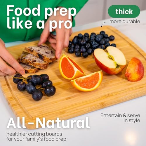 Image of GREENER CHEF 15-Inch Bamboo Cutting Board Eco-Friendly Medium Kitchen Board for Safe Meal Prep