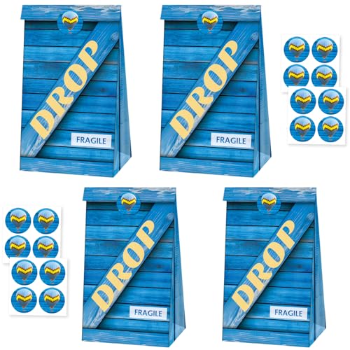 24 PCS Video Game Goodie Gift Bags with Stickers Drop Boxes Theme Paper Bags Perfect for Gamer Party Supplies and Treat Bags