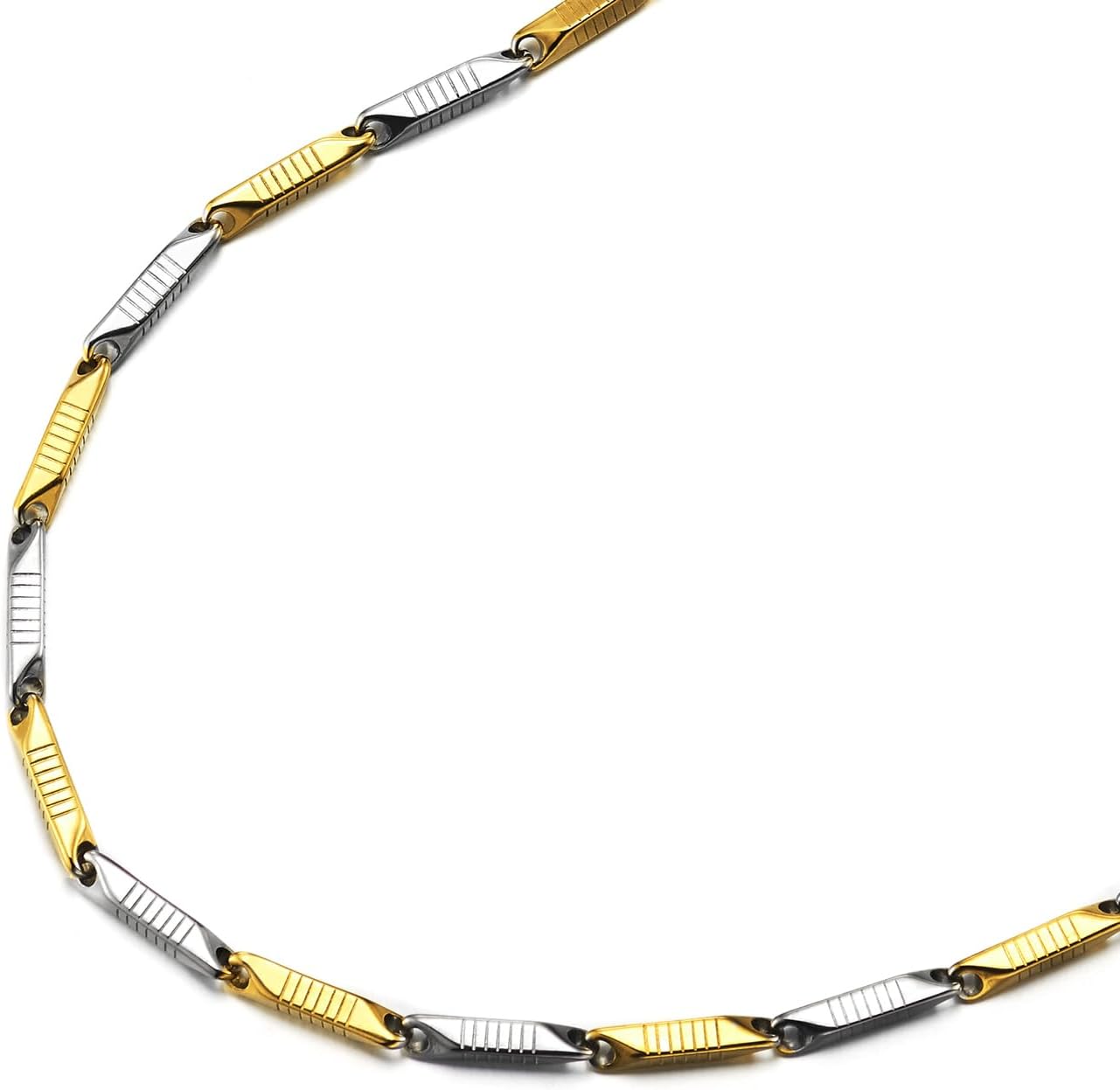 COOLSTEELANDBEYOND Hip Hop Necklace, Silver Gold Dual Tone Stainless Steel Link Chain, for Men Women, 3mm 30 Inches - Image 3