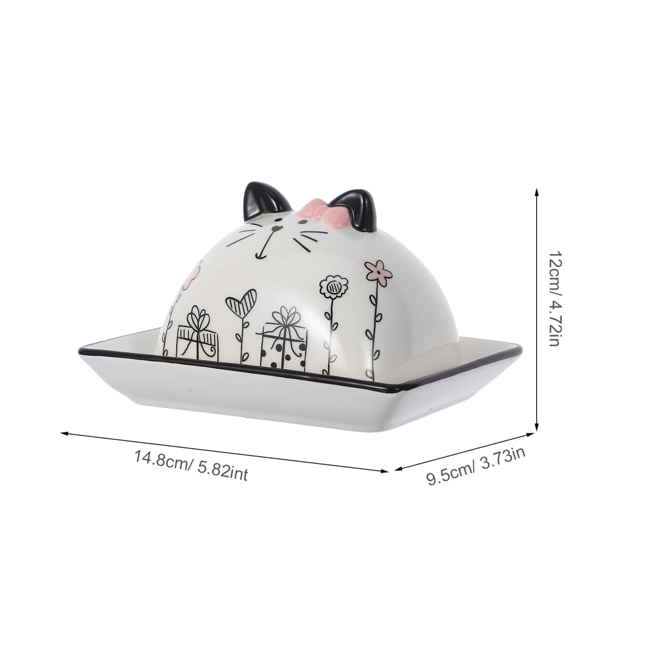 UPKOCH Halter Porzellan Salat Butter Lebensmittel Schön West Behälter Teller Halter Küche Bedeckt Katze Mit Ost Koffer Sicher Organiser Abdeckung Cartoon Dessert Für Keramik