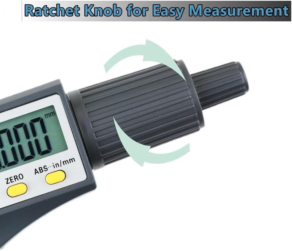 Digital Electronic Outside Micromete, Digital Micrometer 0-1"/25MM Measuring Range, Professional Inch/Metric Measuring Tools (S)