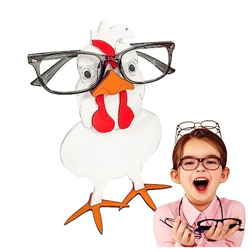 Porta-óculos de madeira - Suporte de exibição de óculos de galo | Porta-óculos para óculos de sol, óculos, estátua de frango galo para decoração de escritório em casa Buniq