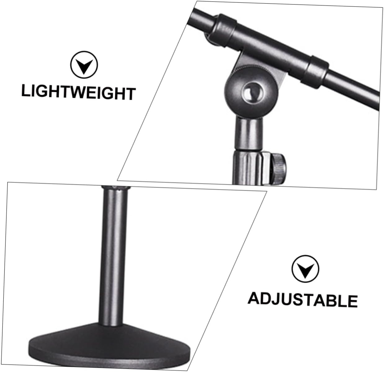 Microphone Stand Adjustable Microphone Condenser Microphone Stand Mic Desk Mic Stand Microphone Desktop Holder Office Desk Accessories Microphone Mount Small Arm Black Iron