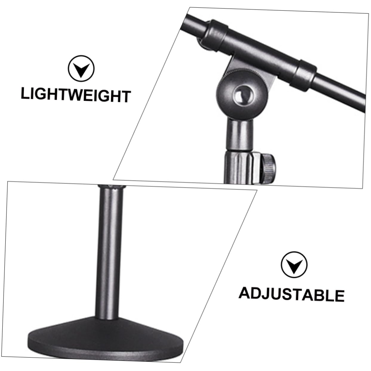 SHOWERORO Supporto per Microfono da Tavolo Base Tonda in Ferro Design Compatto e Leggero Regolabile in Altezza per Performance Sul Palco e Uso Domestico