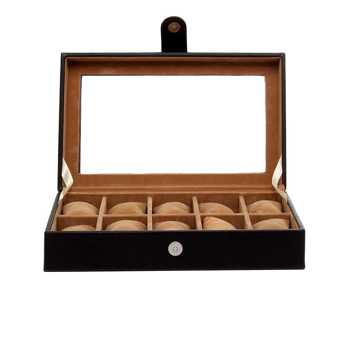 Leather World PU Leather 10 Slots Wrist Watch Box Case Organizer Jewelry Storage for Men and Women (Black) (B0C1RYNF18) Amazon Price History, Amazon Price Tracker