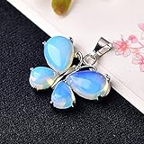 TVLOI Natural Crystal Pendant Amethyst Rose Quartz Mineral Jewelry Butterfly Shape Drop Shape Ornaments for Women Reiki Jewelry Gift (Color: Opal)
