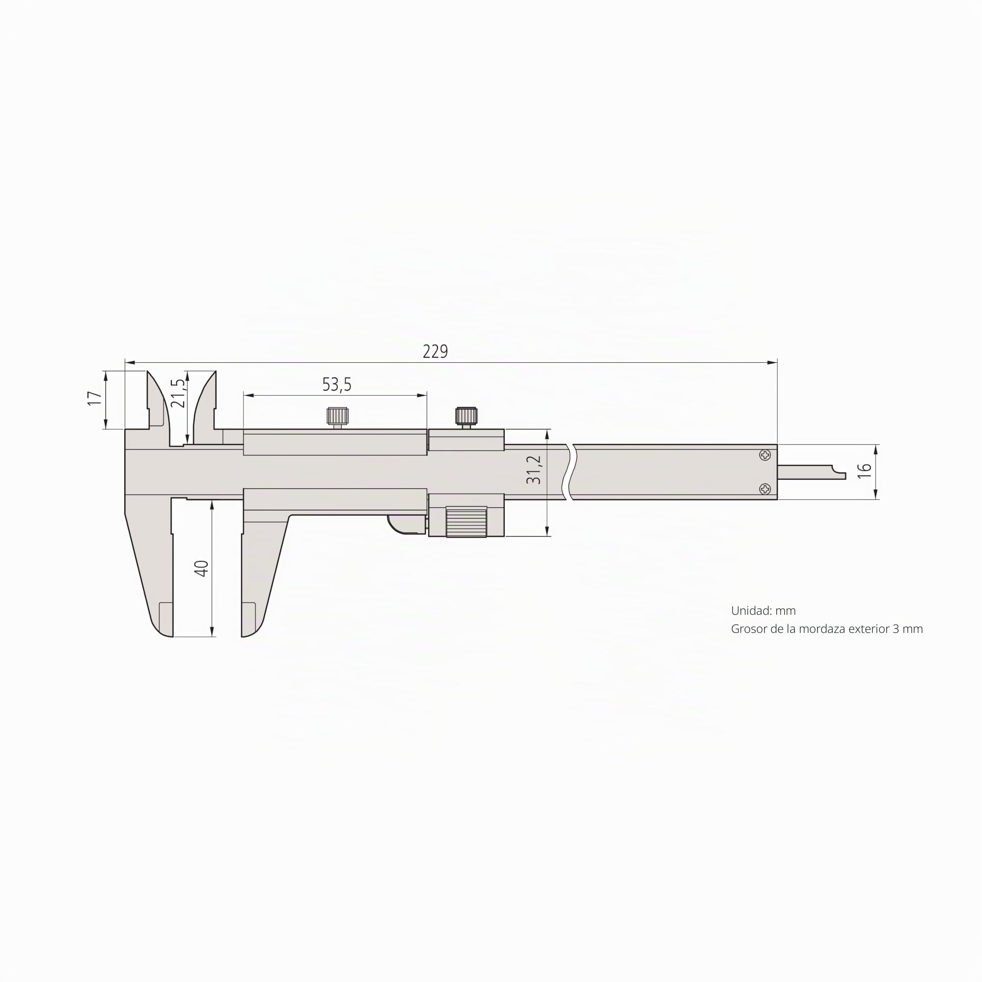Mitutoyo MIT532-119 - Calibre Vernier de ajuste fino, rango de 0 mm a 150 mm | 0010 en / 0,02 mm, ajuste fino