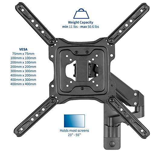 Vivo Premium Aluminum Single Tv Wall Mount For 23 To 55 Inch Screens, Adjustable Arm, Fits Up To Vesa 400X400, Mount-G400B #TOP1