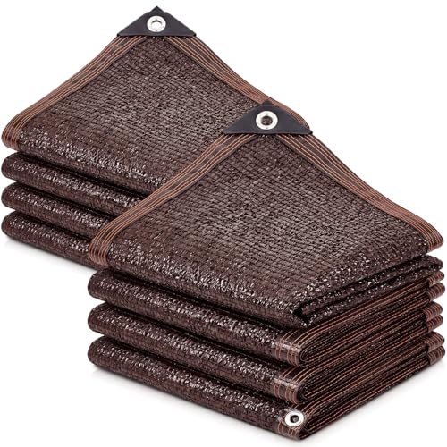 VitalCozy 2 Pack 90% Chicken Coop Shade Cover, 11.5 x 6.6 ft Breathable Mesh Tarp Cloth with 40 Ball Bungees, Brown Sun Shade Net for Outdoor Chicken Cage, Garden Patio Greenhouse