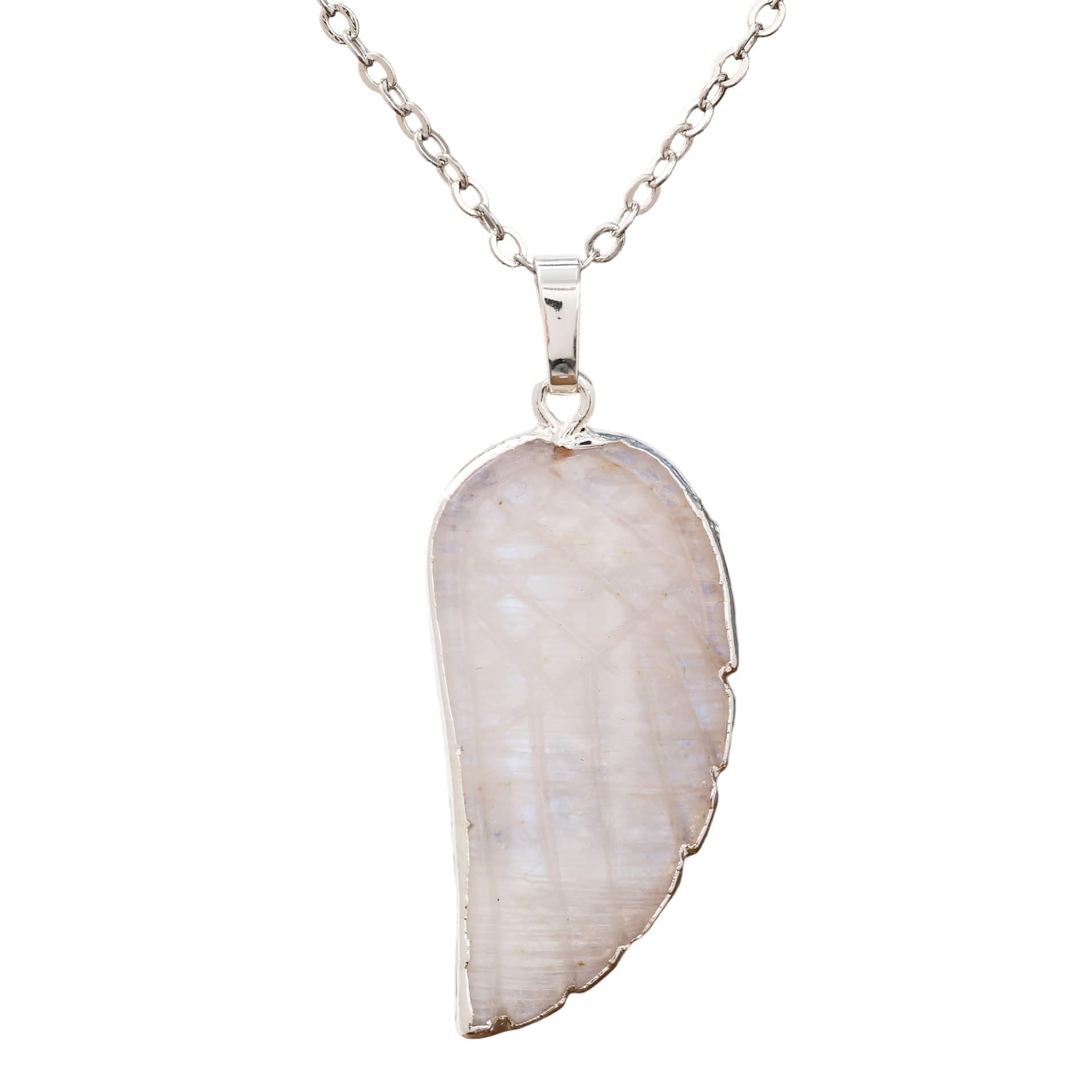 Collier ailes de Reiki argent anti-allergie résistant avec pierre fine