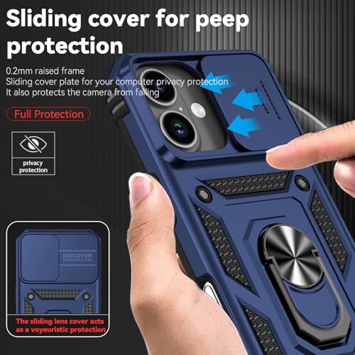 Coque iPhone 17 magnétique antichoc militaire avec béquille bleu