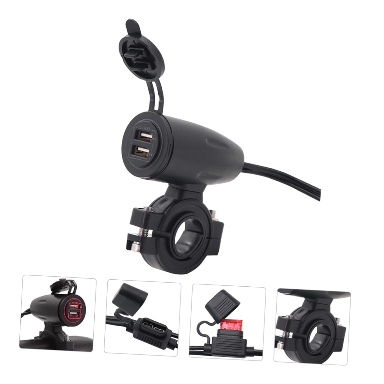 UKCOCO 4.8a Cargador USB para Moto Función de Carga Rápida Adaptador de Corriente para Motocicleta Compatible Smartphones y Uso Ruta