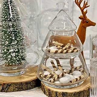Clear glass Large Biscotti jar Christmas tree shape ornaments 28 cm H decoration bonbon jar 2 tiers container sweet storage candy jar Handmade