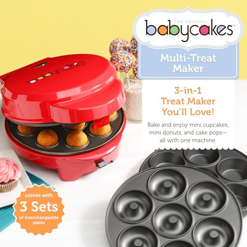 image for Babycakes Multi-Treat Baker, Electric Cake Pop Makers, Red, Mini Treat