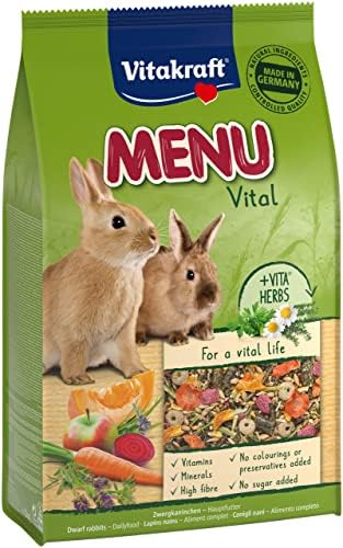 Vitakraft Vital Menu, Food for Dwarf Rabbits, with Alfalfa, with Apple, with Pumpkin, Enriched with Herbs, No Added Sugar or Cereals (1 x 3 kg)