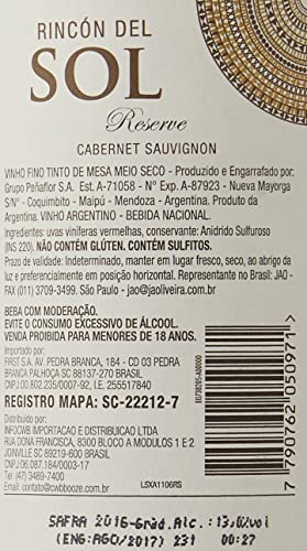 Vinho Tinto Rincon Del Sol Reserve Cabernet Sauvignon 750Ml Rincón Del Sol Cabernet Sauvignon