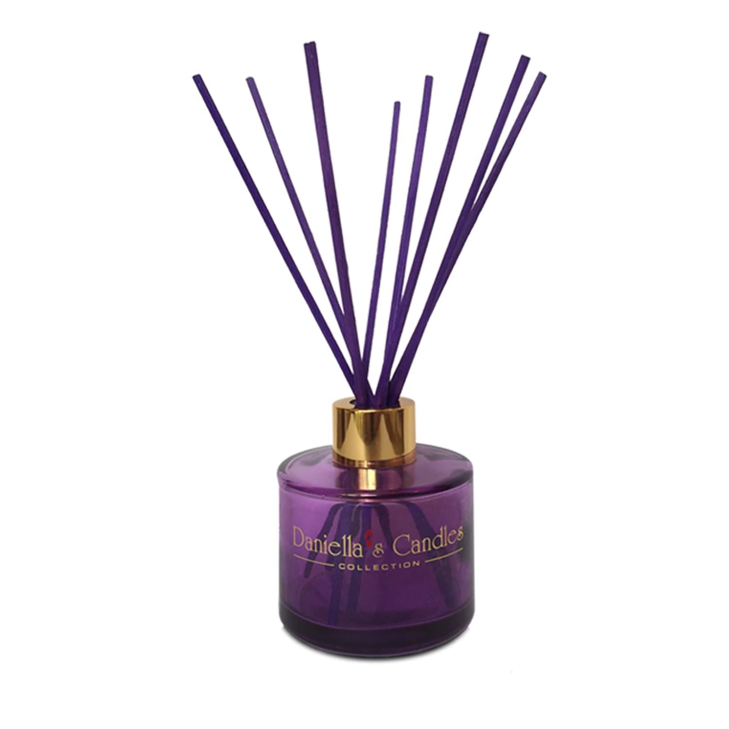 Daniella's Candles Reed Diffuser Set, Love Spell Scented Oil, Includes 8 Rattan Purple Sticks, All Natural Oil Diffuser, Home Décor and Office, 100ml/3.4oz
