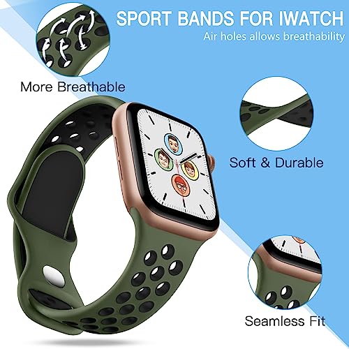 Image of Adorve 4 Pack Sport Bands for Apple Watch 49mm 41mm 40mm 38mm 45mm 44mm 42mm for Women Men, Durable Breathable Soft Silicone Replacement Wrist Strap for iWatch Ultra SE Series 8 7 6 5 4 3 2 1, S /M M /L