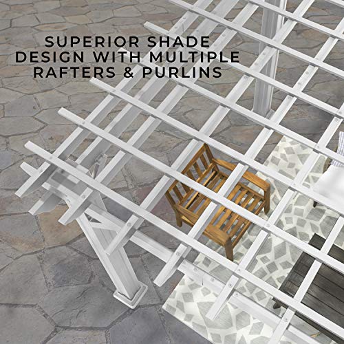 Backyard Discovery 12X10 Ft Hawthorne White Galvanized Steel Pergola W/Soft Sail Shade, Spacious, Rust Resistant, Uv Protection, Resist Winds Up To 100 Mph, Durable, Powerport Usb & Electrical Outlet #TOP7