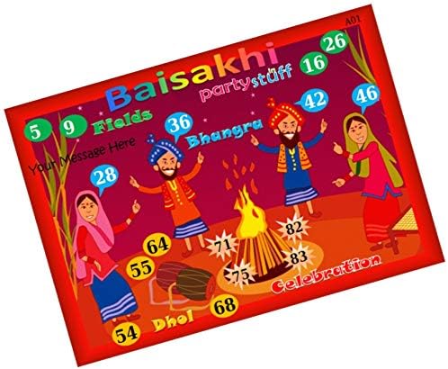 PartyStuff Baisakhi Theme Tambola Housie Tickets - Baisakhi kukuba 1 - Designer Kukuba (48 Cards)