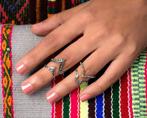 Midi knuckle ring set, sterling silver boho indian style stacking…