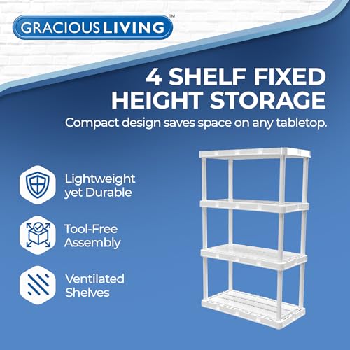 Gracious Living Knect-A-Shelf 4-Shelf Plastic Storage Unit & Rack, White - image 3