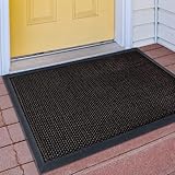 Fylyz Outdoor Indoor Door Mats for Entryway, Heavy Duty and Durable All-Weather Entry Mat, Low Profile, Non-Slip and Easy Clean Outdoor Doormat for Entrance, Patio and Garage (Brown 30'x17')