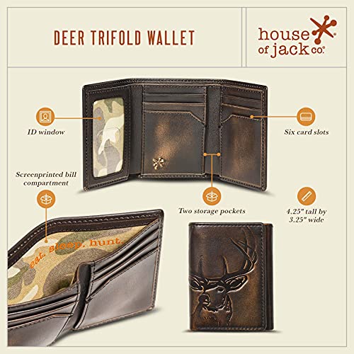 House of Jack Co. Deer Trifold Wallet for Men and Outdoorsmen, Camou Lining, Full Grain Cowhide Leather Wallet, Black3