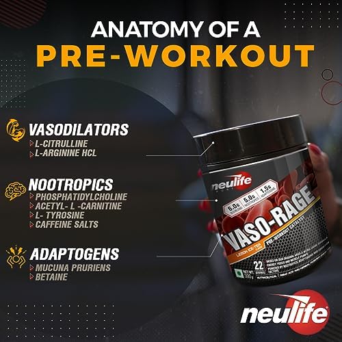 PROCEL Neulife Vaso-Rage Extreme Pre-Workout Catalyst W/Vasodilators, Nootropics & Adaptogens 300G (Lemon Ice-Tea), Powder