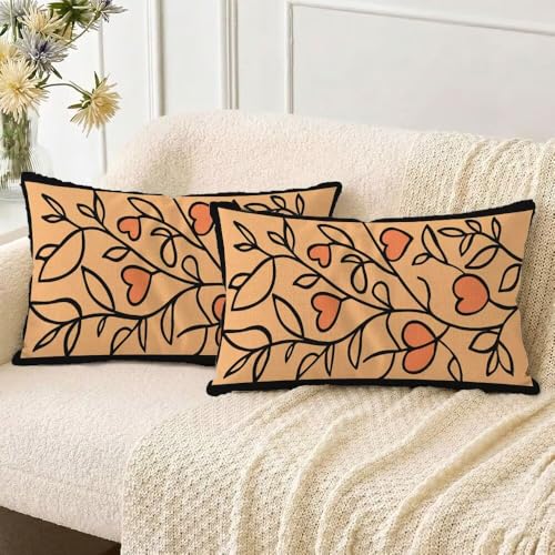 Housse de coussin extérieure imperméable 50x80cm orange abstrait lot de 2