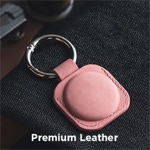 Image of Leather Case Keychain (Pink) - Protective Holder Compatible with Apple AirTag 1 & 2 for Keys, Pet Collars, Bags & Luggage - Scratch-Resistant, Soft Touch, Secure Ring | Pink