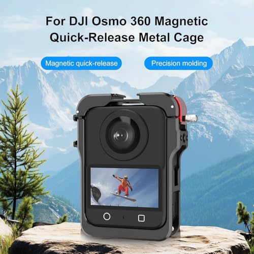 Image of Yantralay Metal Frame Camera Cage with Silicone Lens Protector Compatible with DJI Osm o Action 360 - Aluminium Protective Cage with 1 /4 inch Threaded Hole & Cold Shoe Mount, Action 360 Camera Accessories