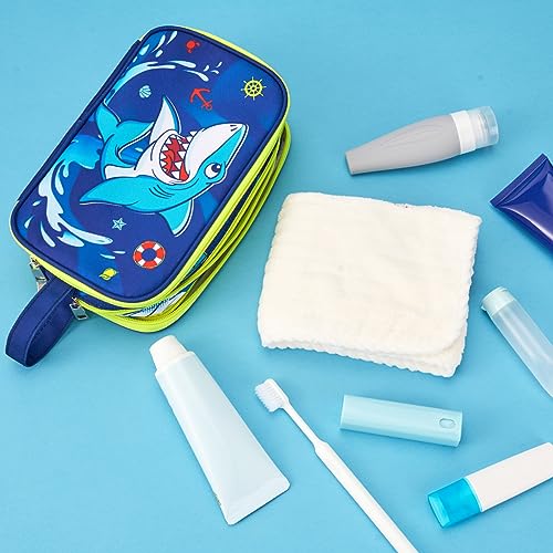 WAWSAM-Shark-Toiletry-Bag-Kids-Toiletry-Bag-for-Boys-Christmas-Birthday-Gift-Camping-Travel-Toiletry-Case-Toiletries-Makeup-Cosmetic-Pouch-Pink-Water-resistant-Wash-Bag-Dopp-Kit-with-Mesh-Pocket