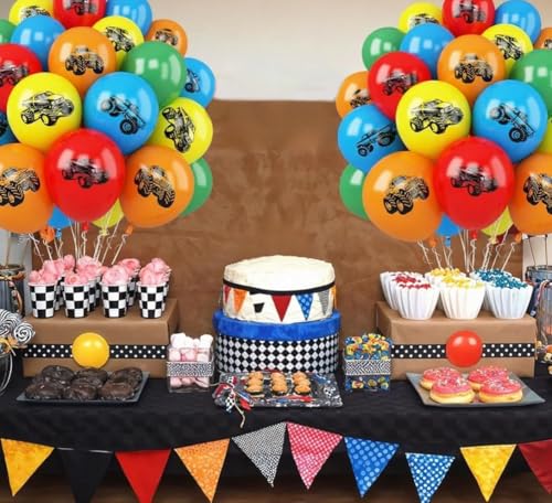Image of Truck Balloons 30 Pcs 12inch Red Yellow Orange Green Latex Balloon