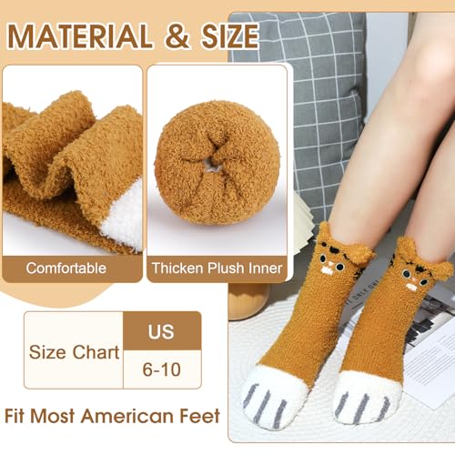 Image of iCamter 5 Pairs Womens Fluffy Fuzzy Socks Cute Warm Winter Slipper Cozy Socks for Women