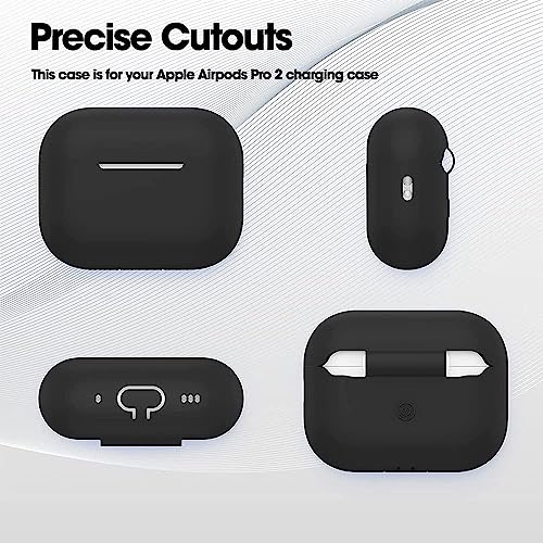 Image of Sounce Airpods Pro 2nd Generation Case Cover 2022, Soft Silicone Skin Cover Shock-Absorbing Protective Case with Keychain for New Apple Airpods Pro Case [Front LED Visible] (Black)