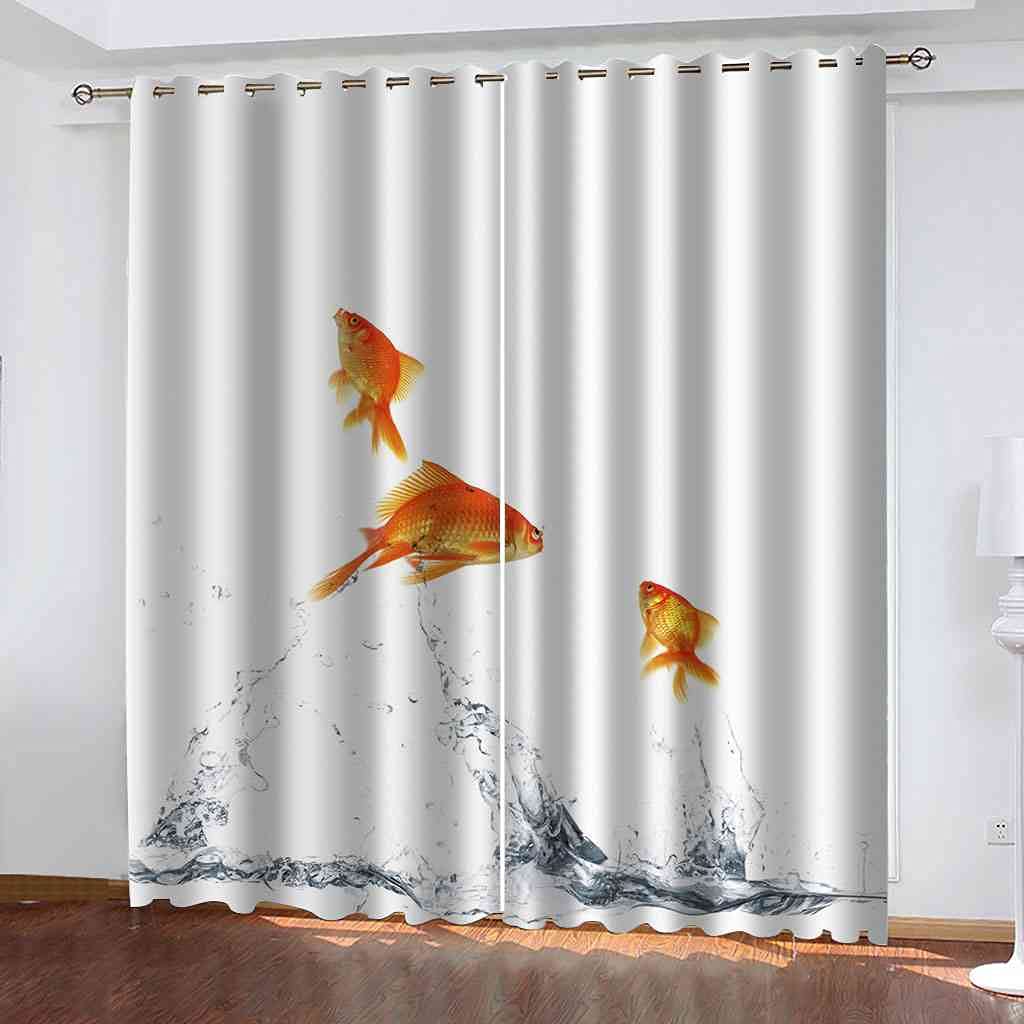 Rideau poisson rouge 3D moderne pour décorer le salon et rafraîchir une chambre d'enfant