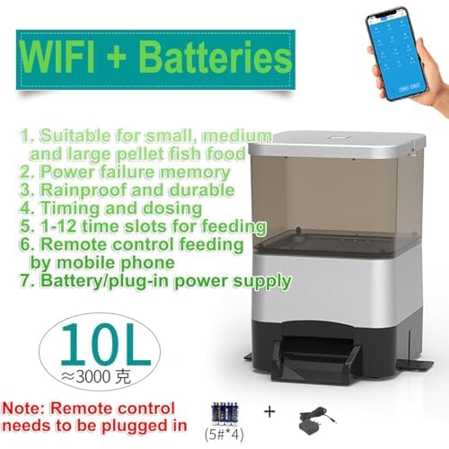 Alimentatore automatico per pesci con timer, dispenser programmabile per acquari e laghetti, garantisce il razionamento temporizzato