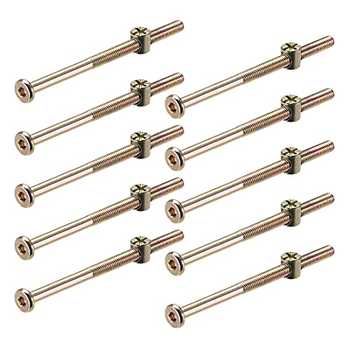 uxcell M6 x 100mm Furniture Bolts Nut Set Hex Socket Screw with Barrel Nuts Phillips-Slotted Zinc Plated Half Thread 10 Sets