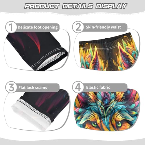 Toddler Girls Leggings Printed Yoga Pants Leggings Blue Yellow Wolf for Kids3